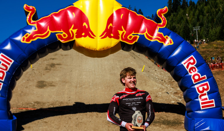Oli Clark Podium at Red Bull Hardline BC